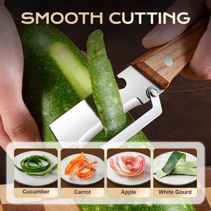 Multi-Functional Stainless Steel Thickened Fruit Peeler Knife for Kitchen, Ultra-Sharp Blade with Wooden Handle and Bottle Opener, For Vegetables or Fruits that Need to Be Peeled (1pcs)