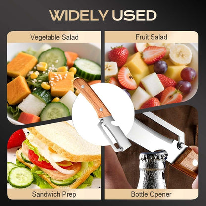 Multi-Functional Stainless Steel Thickened Fruit Peeler Knife for Kitchen, Ultra-Sharp Blade with Wooden Handle and Bottle Opener, For Vegetables or Fruits that Need to Be Peeled (1pcs)