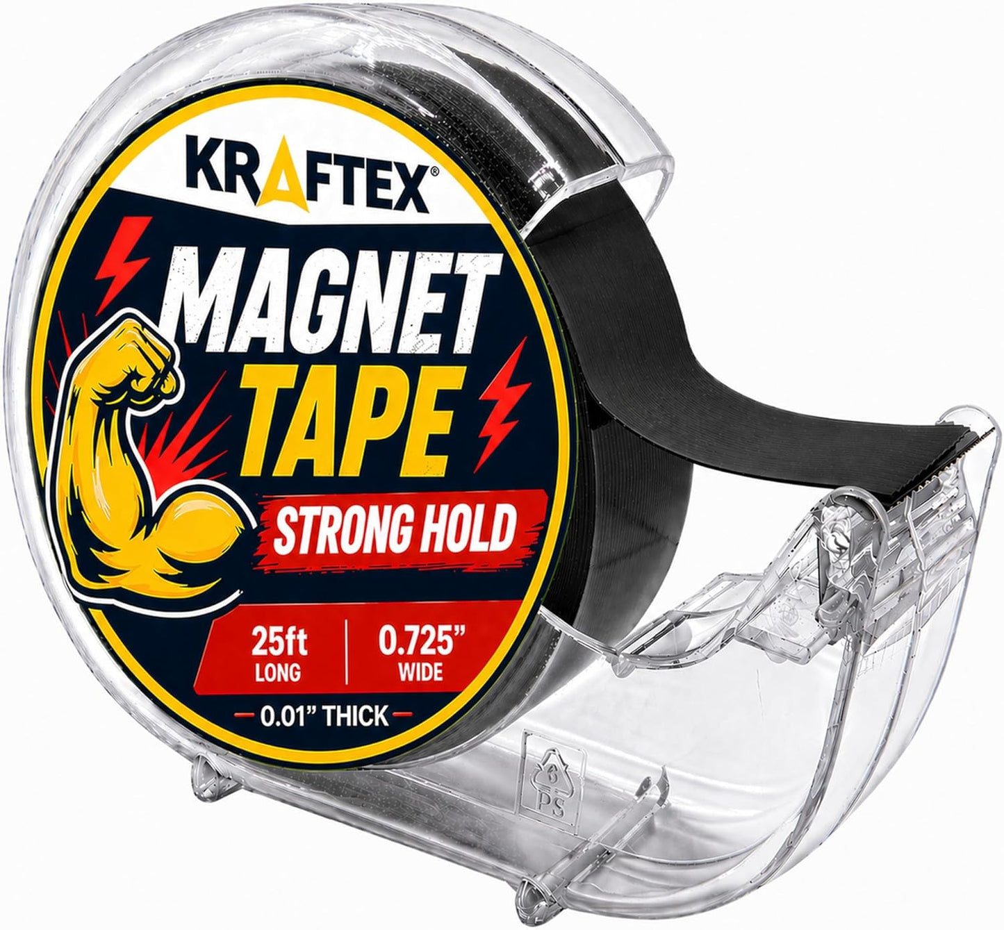Magnetic Tape [5pk, 1ft x 160mil] Magnet Strips with Adhesive Backing. Heavy Duty and Strong Magnet Tape for Crafts, Mounting Tools and DIY. Magnetic Strips with Super Sticky Back