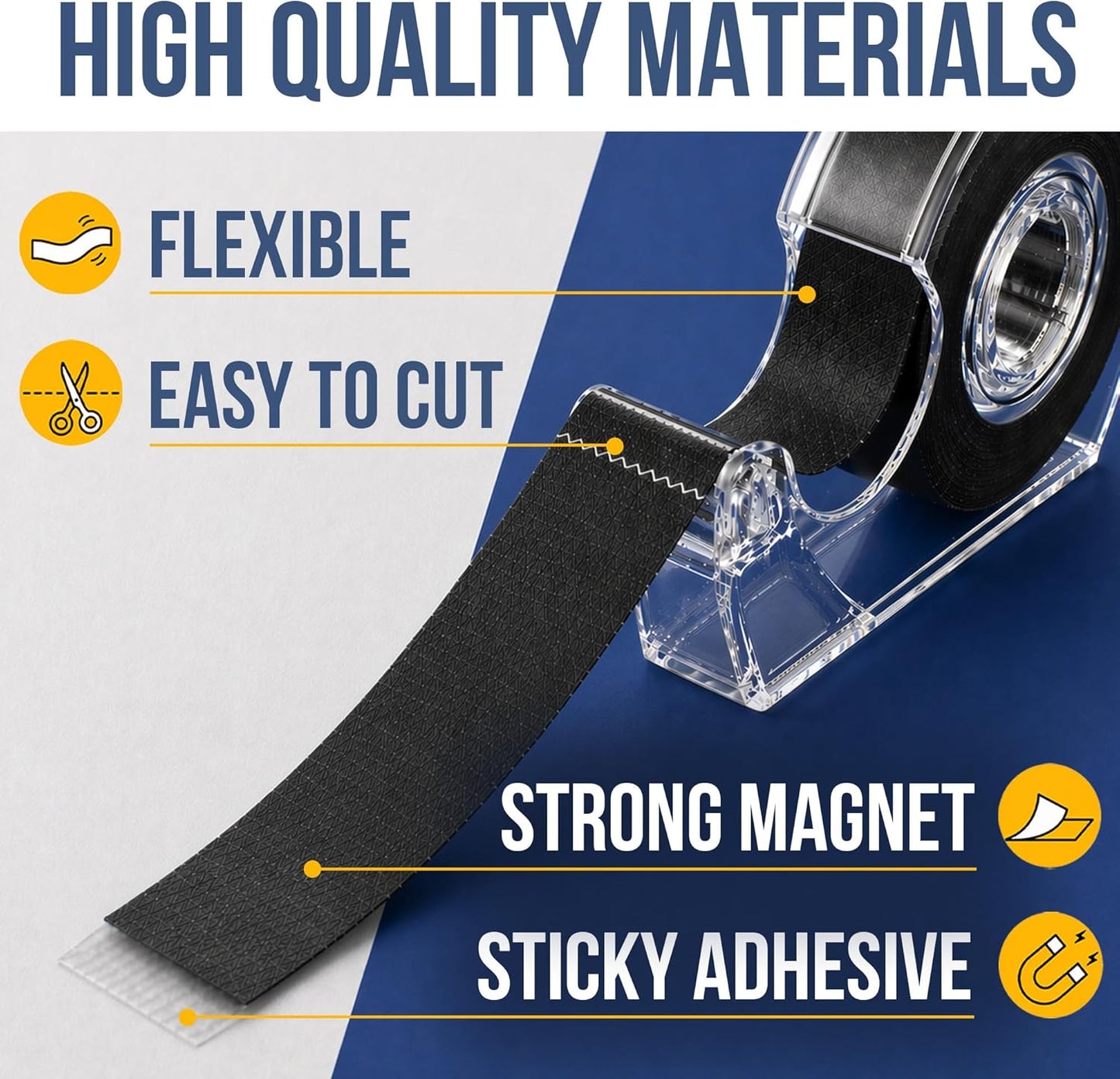 Magnetic Tape [5pk, 1ft x 160mil] Magnet Strips with Adhesive Backing. Heavy Duty and Strong Magnet Tape for Crafts, Mounting Tools and DIY. Magnetic Strips with Super Sticky Back