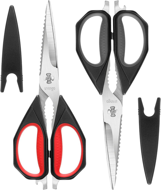 Kitchen Scissors, 2 Pack 9.25" Utility All Purpose Poultry Shears Heavy Duty Dishwasher Safe, Come Apart Sharp Stainless Steel Cooking Food Scissors for Cutting Meat, Chicken, Vegetable, Fish