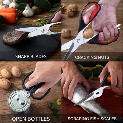 Kitchen Scissors, 2 Pack 9.25" Utility All Purpose Poultry Shears Heavy Duty Dishwasher Safe, Come Apart Sharp Stainless Steel Cooking Food Scissors for Cutting Meat, Chicken, Vegetable, Fish