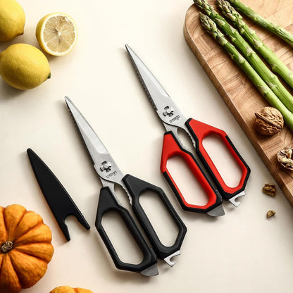 Kitchen Scissors, 2 Pack 9.25" Utility All Purpose Poultry Shears Heavy Duty Dishwasher Safe, Come Apart Sharp Stainless Steel Cooking Food Scissors for Cutting Meat, Chicken, Vegetable, Fish