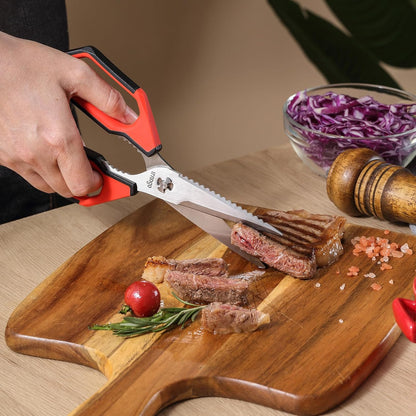 Kitchen Scissors, 2 Pack 9.25" Utility All Purpose Poultry Shears Heavy Duty Dishwasher Safe, Come Apart Sharp Stainless Steel Cooking Food Scissors for Cutting Meat, Chicken, Vegetable, Fish