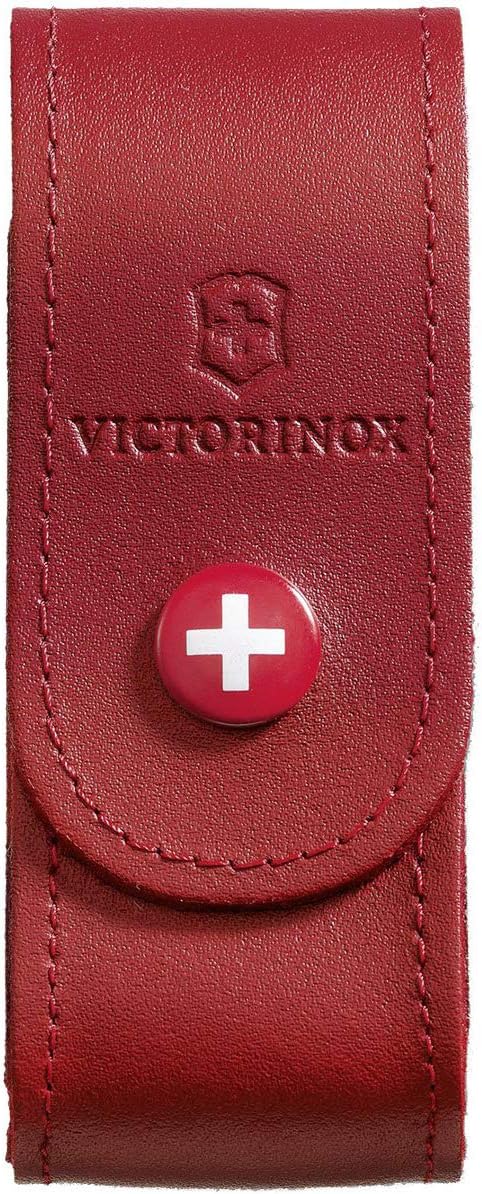 Leather Pouch for Swiss Army Pocket Knives, 3,5cm x 10cm, Red