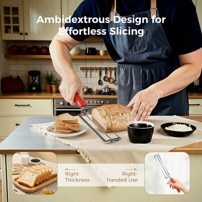 Upgraded Adjustable Bread Knife for Homemade Bread,Stainless Bread Slicer | Manual Bow Sourdough Bread Slicer with Thickness Guide & Serrated Stainless Blade for Precise Cutting Baguettes Bagels