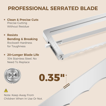 Upgraded Adjustable Bread Knife for Homemade Bread,Stainless Bread Slicer | Manual Bow Sourdough Bread Slicer with Thickness Guide & Serrated Stainless Blade for Precise Cutting Baguettes Bagels