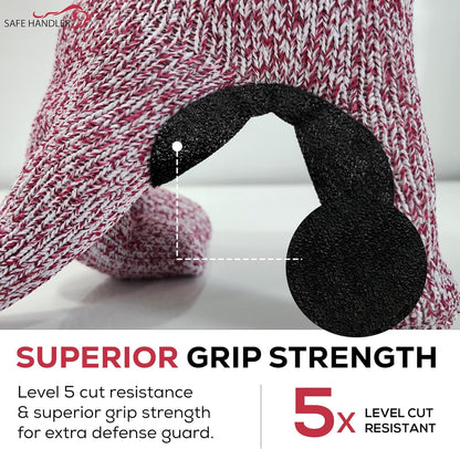 SAFE HANDLER Level 5 Reinforced Cut Resistant Gloves for Kitchen, Industrial Environments | Touchscreen Compatible, Ambidextrous, Superior Grip Strength, Pink - Small