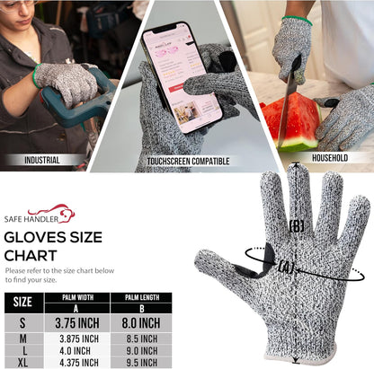 SAFE HANDLER Level 5 Reinforced Cut Resistant Gloves for Kitchen, Industrial Environments | Touchscreen Compatible, Ambidextrous, Superior Grip Strength, Pink - Small