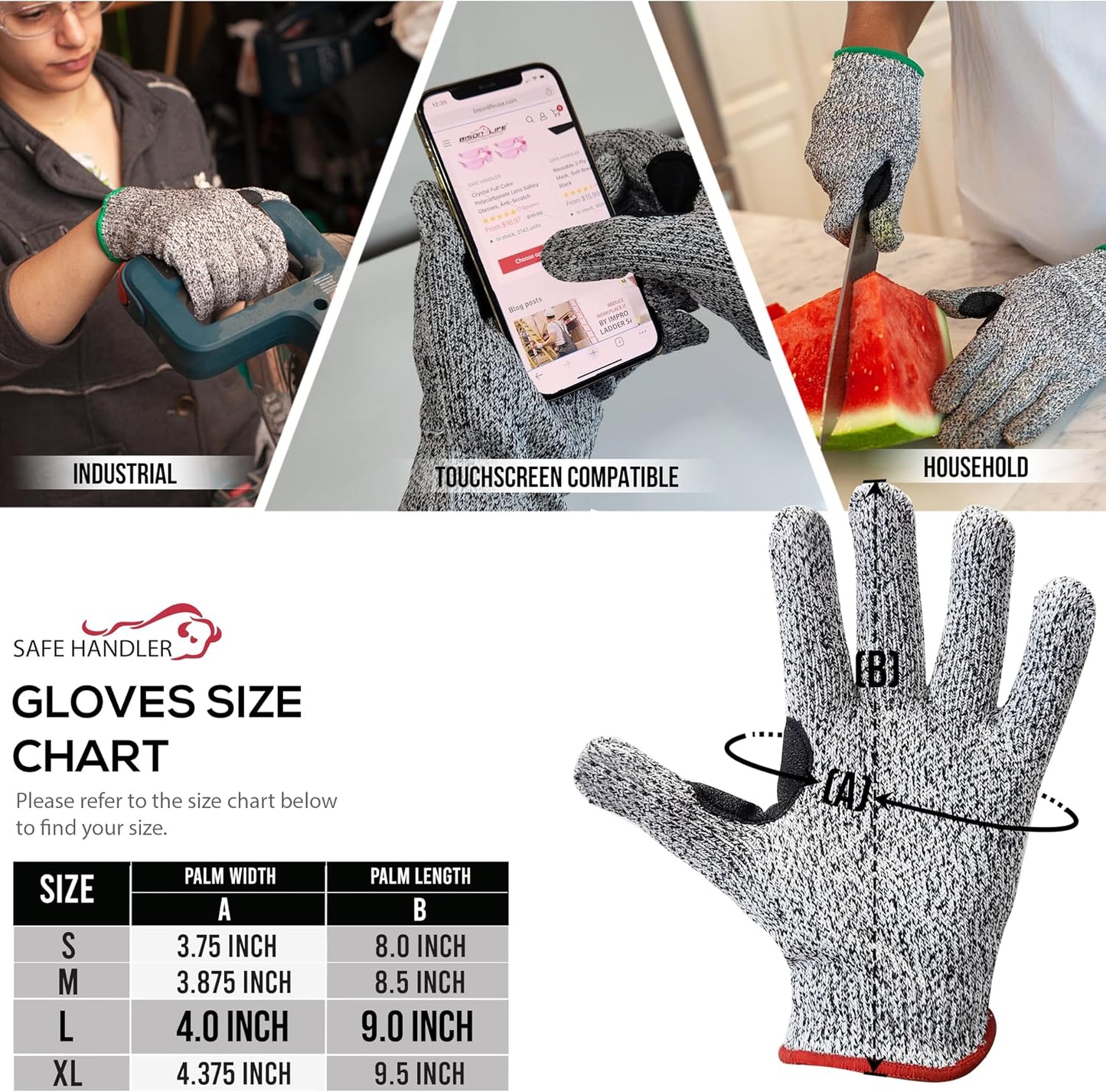 SAFE HANDLER Level 5 Reinforced Cut Resistant Gloves for Kitchen, Industrial Environments | Touchscreen Compatible, Ambidextrous, Superior Grip Strength, Pink - Small