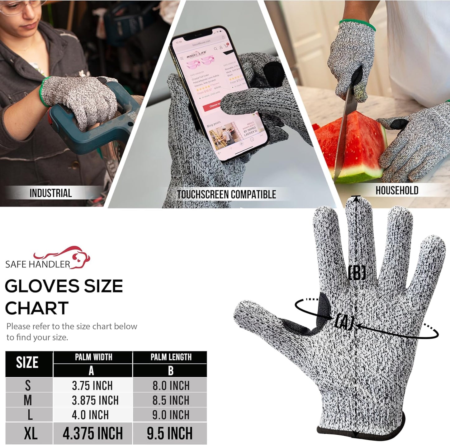 SAFE HANDLER Level 5 Reinforced Cut Resistant Gloves for Kitchen, Industrial Environments | Touchscreen Compatible, Ambidextrous, Superior Grip Strength, Pink - Small