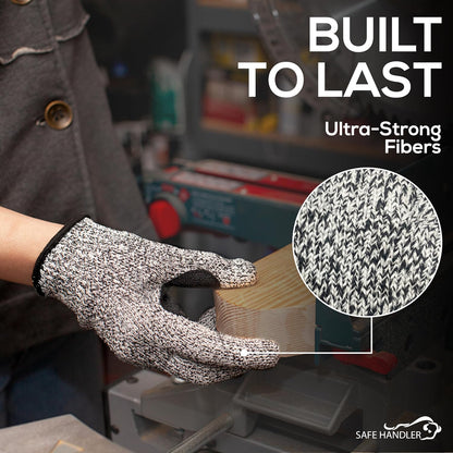 SAFE HANDLER Level 5 Reinforced Cut Resistant Gloves for Kitchen, Industrial Environments | Touchscreen Compatible, Ambidextrous, Superior Grip Strength, Pink - Small