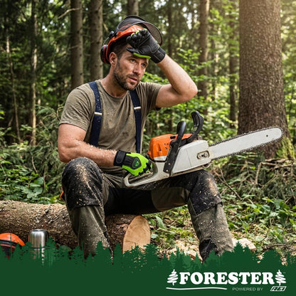 Hi-Vis Chainsaw Gloves | Anti-Vibration Leather Safety Gloves for Chainsaw Work, Logging & Tree Cutting | Cut-Resistant Protection