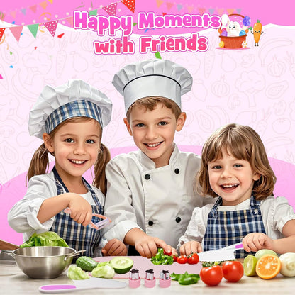 9 Pcs Kids Safe Knife Set for Real Cooking, Kids Kitchen Knife Set with Cutting Board,Crinkle Cutter,Sandwich Cutter, Montessori Kitchen Tools for Toddlers Kid 3-10 Years Old Girl Boy Birthday Gifts