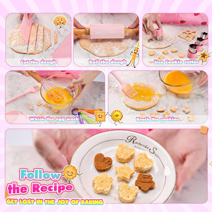 9 Pcs Kids Safe Knife Set for Real Cooking, Kids Kitchen Knife Set with Cutting Board,Crinkle Cutter,Sandwich Cutter, Montessori Kitchen Tools for Toddlers Kid 3-10 Years Old Girl Boy Birthday Gifts