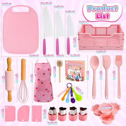 9 Pcs Kids Safe Knife Set for Real Cooking, Kids Kitchen Knife Set with Cutting Board,Crinkle Cutter,Sandwich Cutter, Montessori Kitchen Tools for Toddlers Kid 3-10 Years Old Girl Boy Birthday Gifts