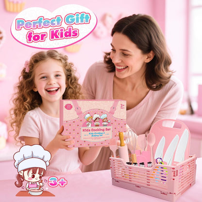 9 Pcs Kids Safe Knife Set for Real Cooking, Kids Kitchen Knife Set with Cutting Board,Crinkle Cutter,Sandwich Cutter, Montessori Kitchen Tools for Toddlers Kid 3-10 Years Old Girl Boy Birthday Gifts