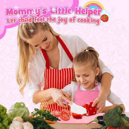 9 Pcs Kids Safe Knife Set for Real Cooking, Kids Kitchen Knife Set with Cutting Board,Crinkle Cutter,Sandwich Cutter, Montessori Kitchen Tools for Toddlers Kid 3-10 Years Old Girl Boy Birthday Gifts