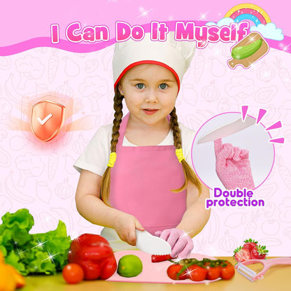 9 Pcs Kids Safe Knife Set for Real Cooking, Kids Kitchen Knife Set with Cutting Board,Crinkle Cutter,Sandwich Cutter, Montessori Kitchen Tools for Toddlers Kid 3-10 Years Old Girl Boy Birthday Gifts