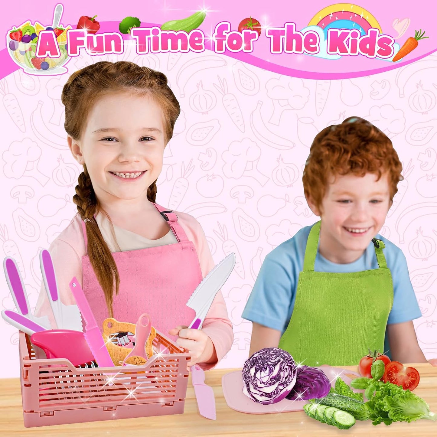 9 Pcs Kids Safe Knife Set for Real Cooking, Kids Kitchen Knife Set with Cutting Board,Crinkle Cutter,Sandwich Cutter, Montessori Kitchen Tools for Toddlers Kid 3-10 Years Old Girl Boy Birthday Gifts