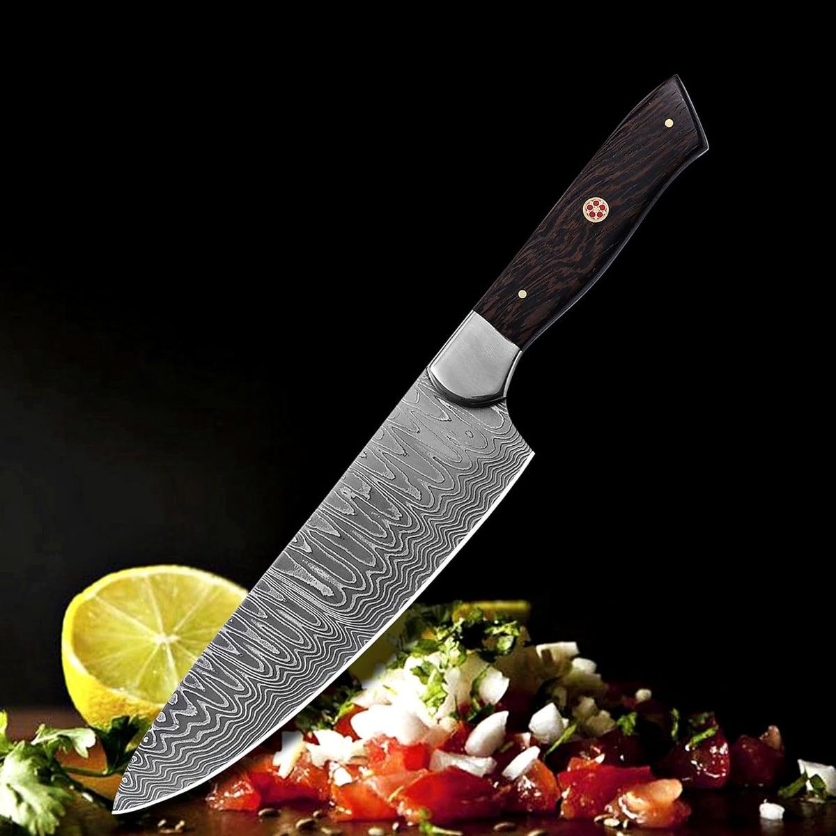 Damascus Chef Knife -12 inch high carbon Damascus Steel Sharp Kitchen Knife Vegetable Meat Cleaver, Great Gift Box for Family & Restaurant CHF-36