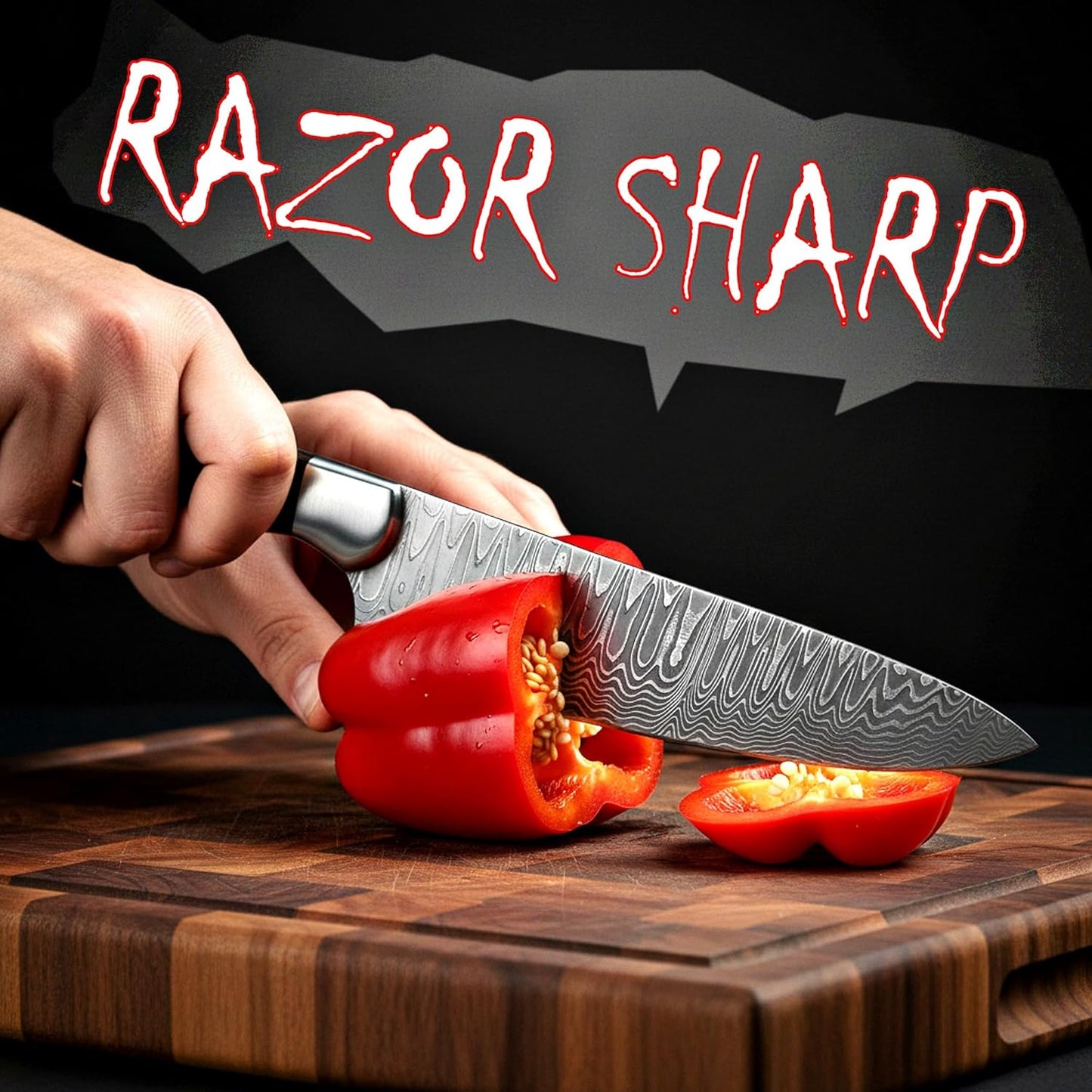 Damascus Chef Knife -12 inch high carbon Damascus Steel Sharp Kitchen Knife Vegetable Meat Cleaver, Great Gift Box for Family & Restaurant CHF-36