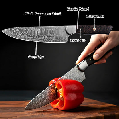 Damascus Chef Knife -12 inch high carbon Damascus Steel Sharp Kitchen Knife Vegetable Meat Cleaver, Great Gift Box for Family & Restaurant CHF-36