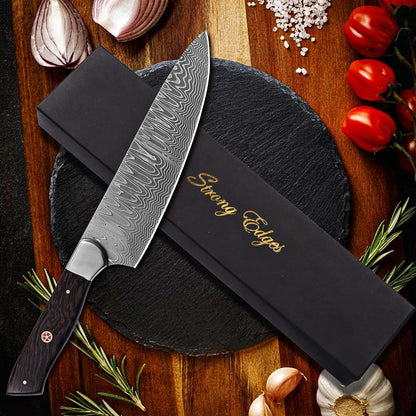 Damascus Chef Knife -12 inch high carbon Damascus Steel Sharp Kitchen Knife Vegetable Meat Cleaver, Great Gift Box for Family & Restaurant CHF-36