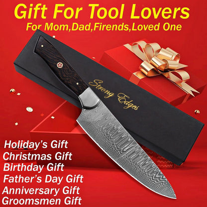 Damascus Chef Knife -12 inch high carbon Damascus Steel Sharp Kitchen Knife Vegetable Meat Cleaver, Great Gift Box for Family & Restaurant CHF-36