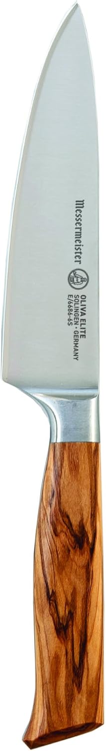 Oliva Elite Stealth 8” Chef’s Knife - Fine German Steel Alloy Blade & Natural Mediterranean Olive Wood Handle - Rust Resistant & Easy to Maintain