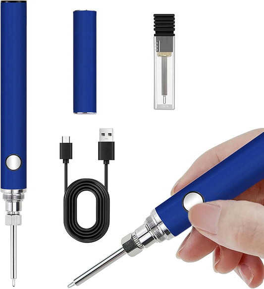 Rechargeable Thread Burner Kit, Knitting & Beading Thread Burning Tool, for Leather Craft, Sewing, Weaving and Stringing, Beading, Wooden Board Hot Stamping, Molten Wax Carving (Blue)