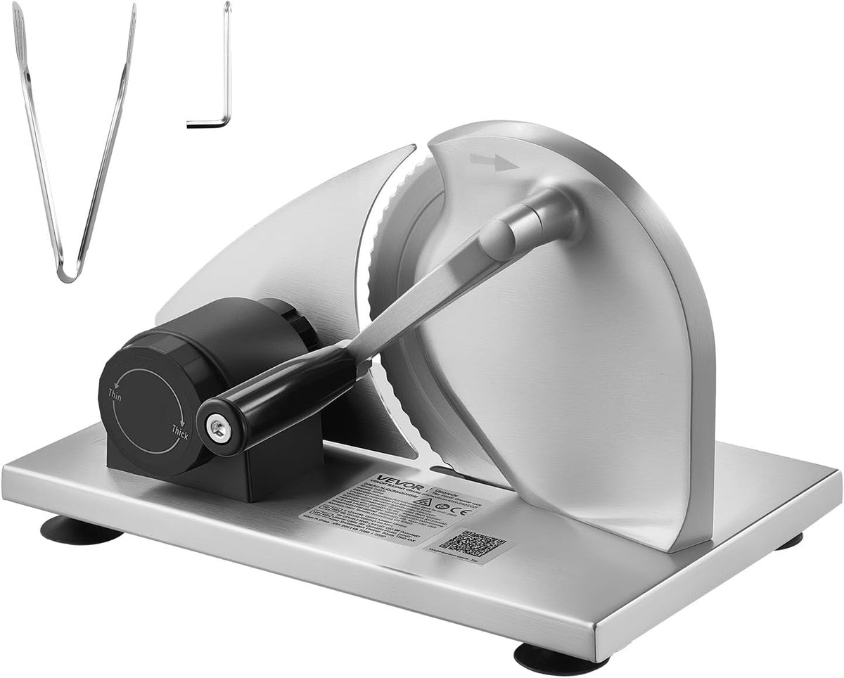 Manual Bread Slicer, 0-0.6" Adjustable Thickness Cheese Cutter, Hand Cranked Slicer for Homemade Bread - with Serrated Stainless Steel Blade for Kitchen, Restaurant, Bakery, Party