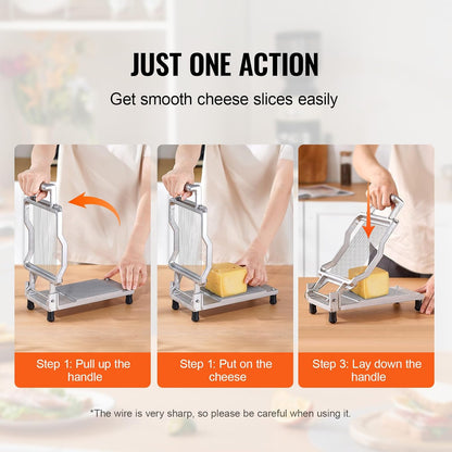 Manual Bread Slicer, 0-0.6" Adjustable Thickness Cheese Cutter, Hand Cranked Slicer for Homemade Bread - with Serrated Stainless Steel Blade for Kitchen, Restaurant, Bakery, Party