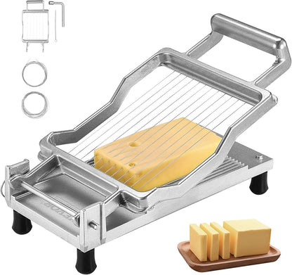 Manual Bread Slicer, 0-0.6" Adjustable Thickness Cheese Cutter, Hand Cranked Slicer for Homemade Bread - with Serrated Stainless Steel Blade for Kitchen, Restaurant, Bakery, Party