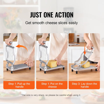 Manual Bread Slicer, 0-0.6" Adjustable Thickness Cheese Cutter, Hand Cranked Slicer for Homemade Bread - with Serrated Stainless Steel Blade for Kitchen, Restaurant, Bakery, Party