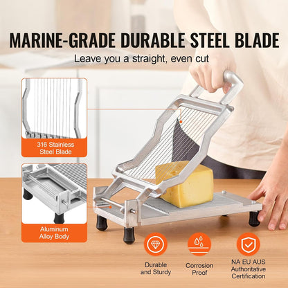 Manual Bread Slicer, 0-0.6" Adjustable Thickness Cheese Cutter, Hand Cranked Slicer for Homemade Bread - with Serrated Stainless Steel Blade for Kitchen, Restaurant, Bakery, Party