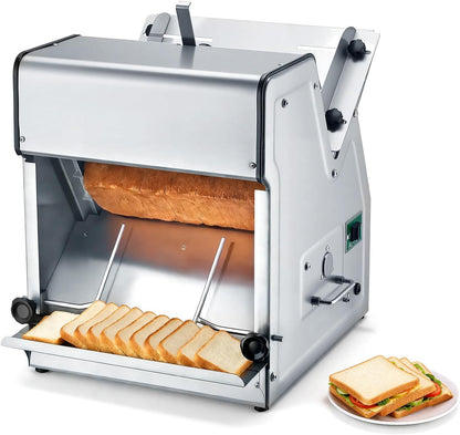 Manual Bread Slicer, 0-0.6" Adjustable Thickness Cheese Cutter, Hand Cranked Slicer for Homemade Bread - with Serrated Stainless Steel Blade for Kitchen, Restaurant, Bakery, Party