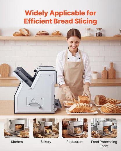 Manual Bread Slicer, 0-0.6" Adjustable Thickness Cheese Cutter, Hand Cranked Slicer for Homemade Bread - with Serrated Stainless Steel Blade for Kitchen, Restaurant, Bakery, Party