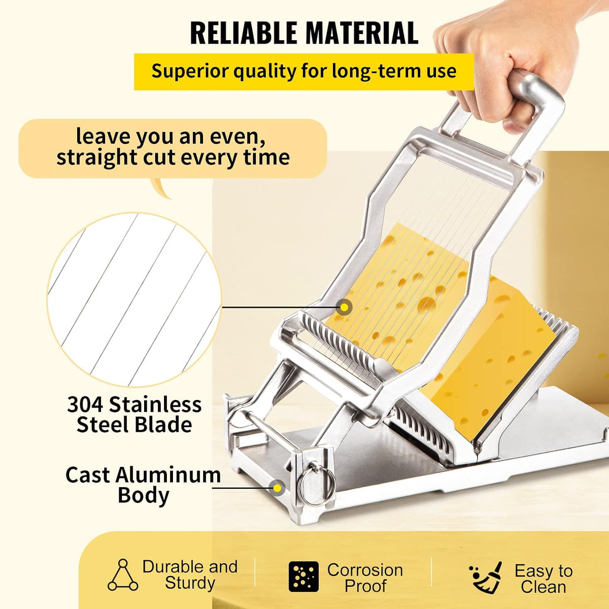 Manual Bread Slicer, 0-0.6" Adjustable Thickness Cheese Cutter, Hand Cranked Slicer for Homemade Bread - with Serrated Stainless Steel Blade for Kitchen, Restaurant, Bakery, Party