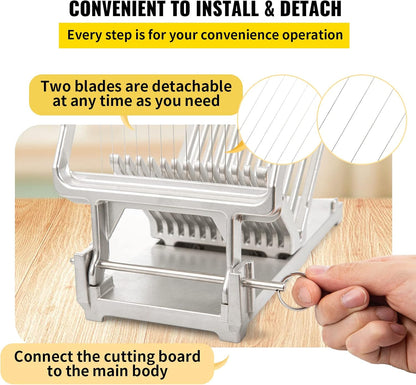 Manual Bread Slicer, 0-0.6" Adjustable Thickness Cheese Cutter, Hand Cranked Slicer for Homemade Bread - with Serrated Stainless Steel Blade for Kitchen, Restaurant, Bakery, Party
