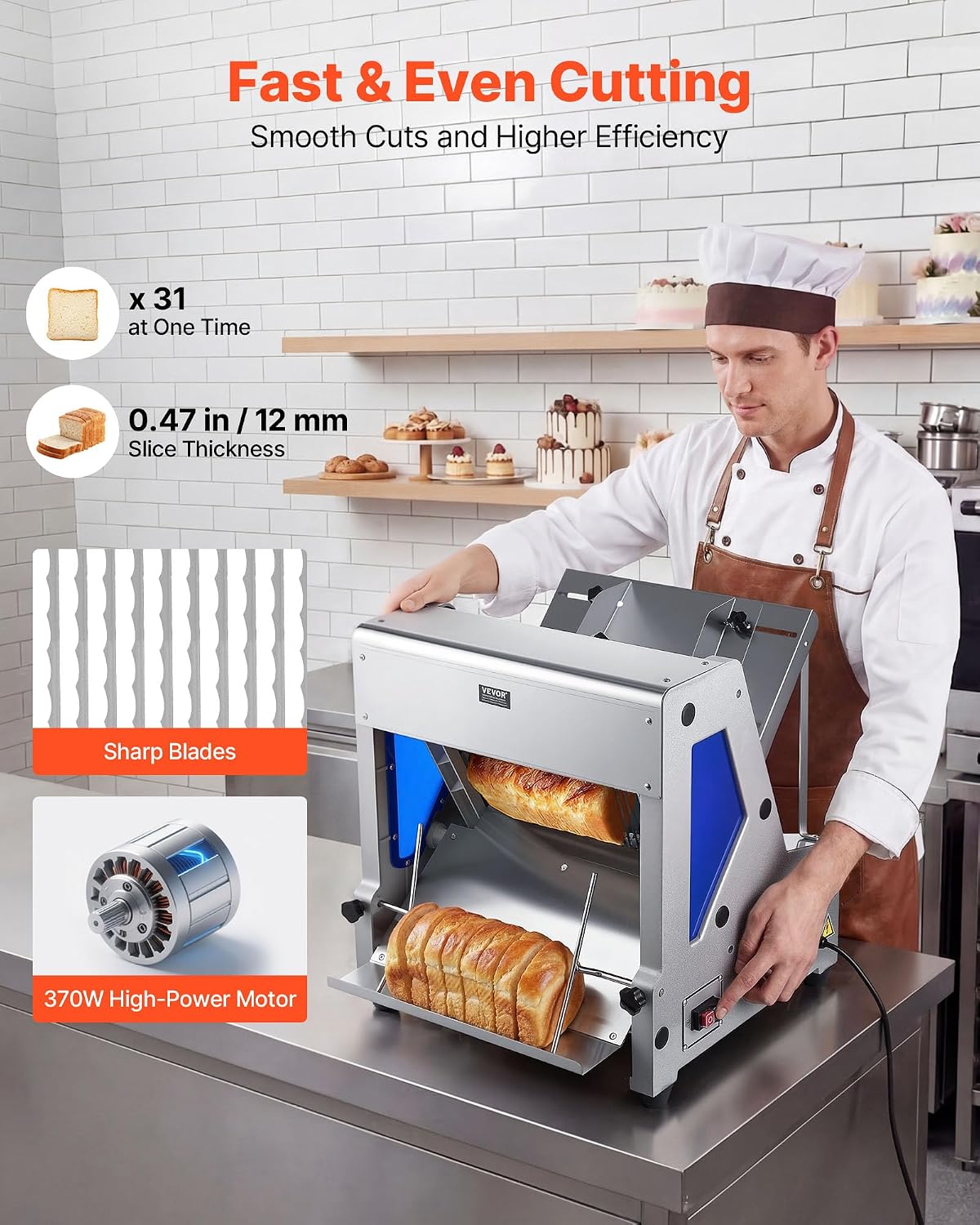 Manual Bread Slicer, 0-0.6" Adjustable Thickness Cheese Cutter, Hand Cranked Slicer for Homemade Bread - with Serrated Stainless Steel Blade for Kitchen, Restaurant, Bakery, Party