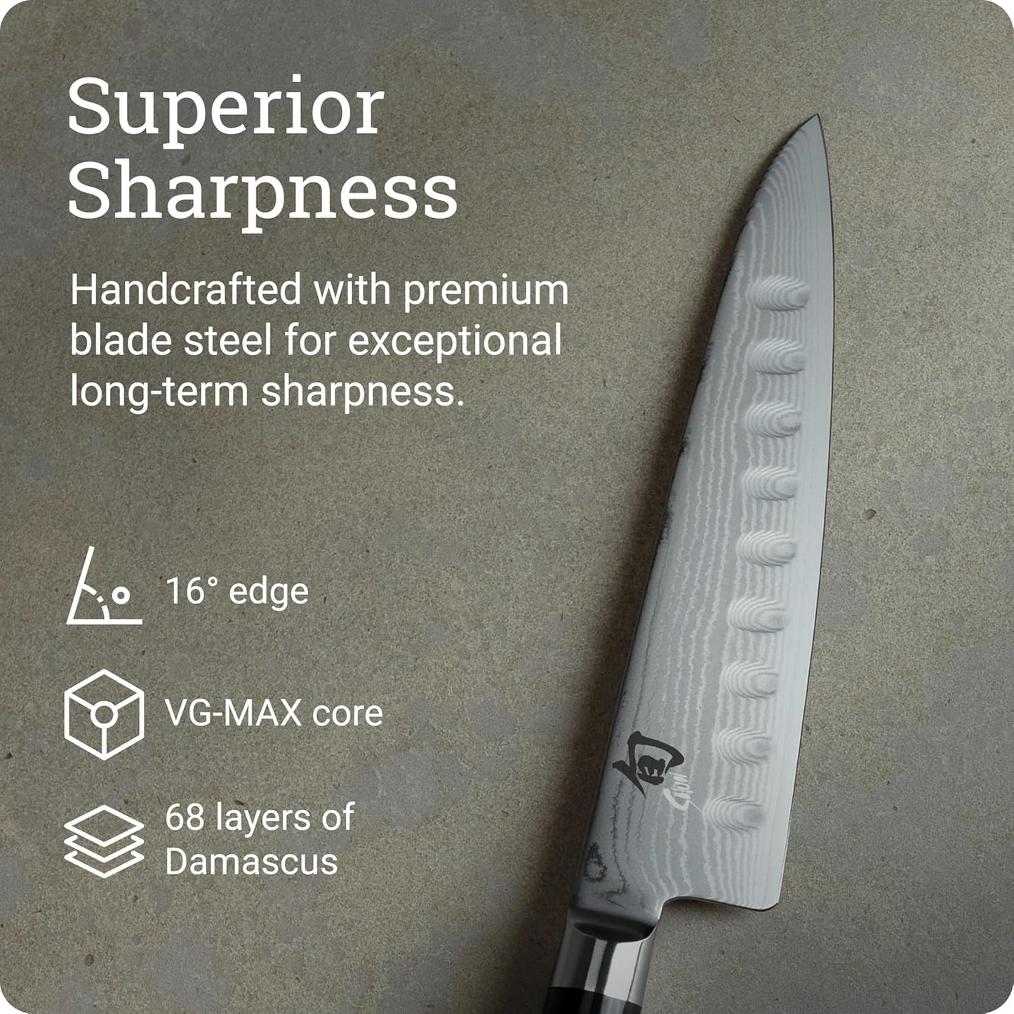 Classic 7" Hollow Ground Asian Cook's Knife | Handcrafted Japanese Kitchen Knife, VG-MAX Core with Damascus Stainless Steel Cladding, Pakkawood Handle