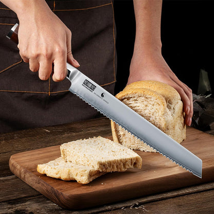 10" Bread Knife, Japanese Serrated Knife for Homemade, Sourdough | High Carbon Stainless Steel Serrated Bread Knife, Professional Sourdough Knife for Homemade Bread, Bagels, Cake