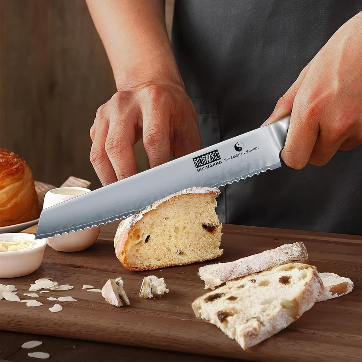 10" Bread Knife, Japanese Serrated Knife for Homemade, Sourdough | High Carbon Stainless Steel Serrated Bread Knife, Professional Sourdough Knife for Homemade Bread, Bagels, Cake