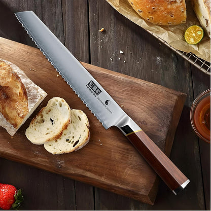 10" Bread Knife, Japanese Serrated Knife for Homemade, Sourdough | High Carbon Stainless Steel Serrated Bread Knife, Professional Sourdough Knife for Homemade Bread, Bagels, Cake