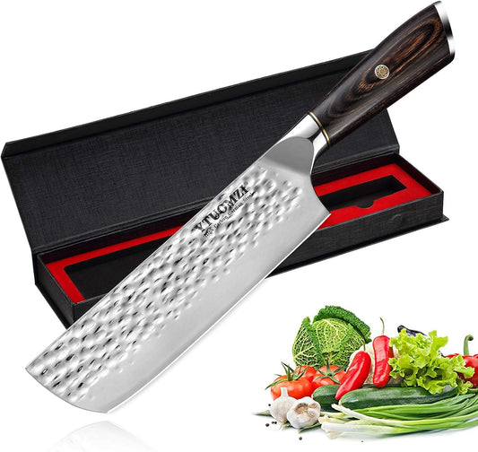 7" Nakiri Knife - Razor Sharp 7-inch Vegetable Cleaver for Kitchen | High Carbon Stainless Steel Multipurpose Asian Vegetable Knife | Japanese Chef's Knife for Chopping, Dicing & Slicing