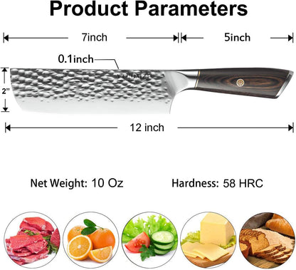 7" Nakiri Knife - Razor Sharp 7-inch Vegetable Cleaver for Kitchen | High Carbon Stainless Steel Multipurpose Asian Vegetable Knife | Japanese Chef's Knife for Chopping, Dicing & Slicing