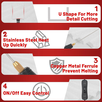 4-in-1 Foam Cutter, 90-250V Hot Wire Knife Foam Cutter Tool, 18W Electric Styrofoam Foam Board Cutting Tool with 4 Cutting Machine Pen Power Adapter for DIY Craft, Foams Carving & Digging