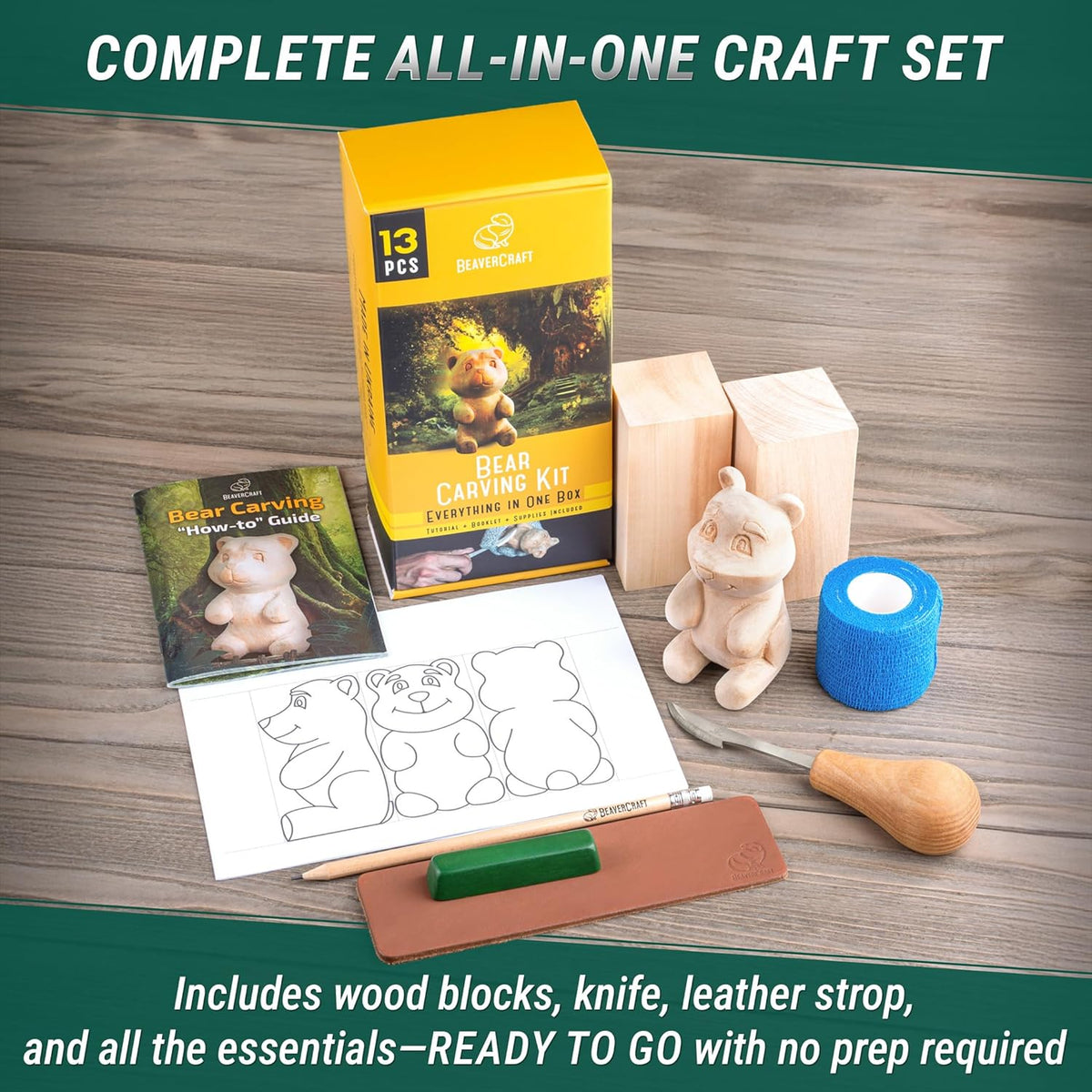 Wood Carving Kit for Beginners DIY 05 - Whittling Kit with Wood Carving Knife & Basswood Blocks - Hobby Craft for Adults and Teens - Whittling Tools Set for Carvers