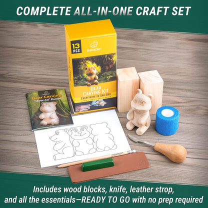 Wood Carving Kit for Beginners DIY 05 - Whittling Kit with Wood Carving Knife & Basswood Blocks - Hobby Craft for Adults and Teens - Whittling Tools Set for Carvers